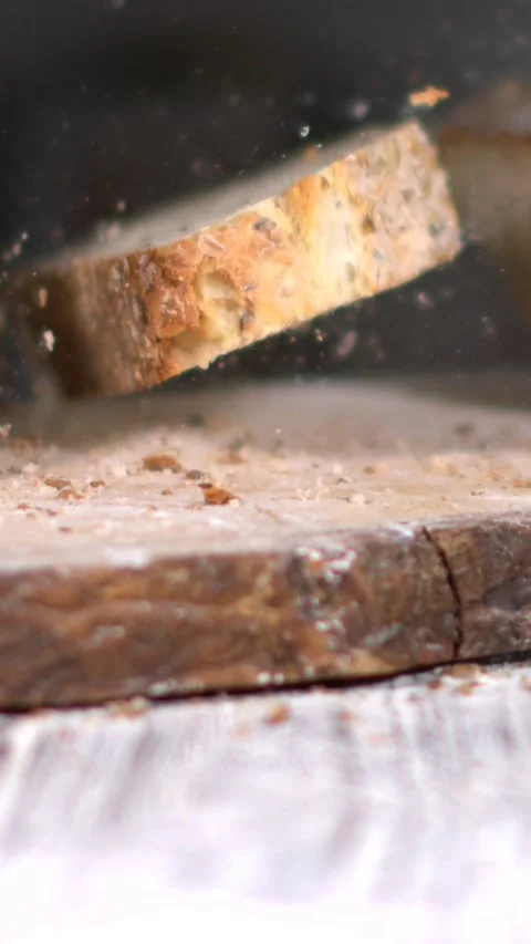 Super slow motion, Highresolution Studio Photograph Capturing Bread Slice Suspen Stock Footage 331721305