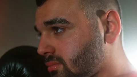 Super slow motion of hitting head during boxing exercise Stock Footage 100747573