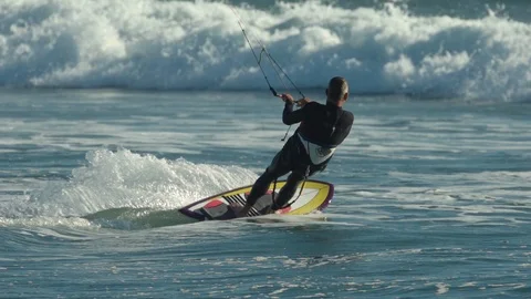 Super slow-motion on a kite surfer 스톡 동영상 88284279