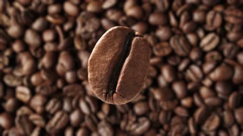 Super slow motion macro shot of flying coffee bean. Stock Footage 140962621