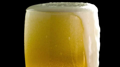 Super slow motion of macro shot of beer drink bubbling Close-up of the conten Stock Footage 265836852