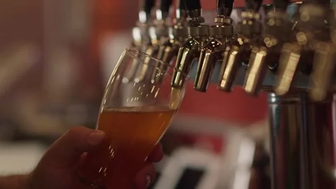 Super slow motion of macro shot of beer drink bubbling Close-up of the conten Stock Footage 265836933