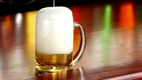 Super slow motion of macro shot of beer drink bubbling Close-up of the conten Stock Footage 265837310