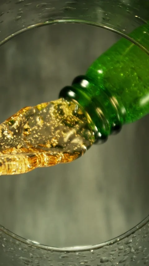 Super Slow Motion of Macro Shot of Pouring Beer drink. Stock Footage 289317120