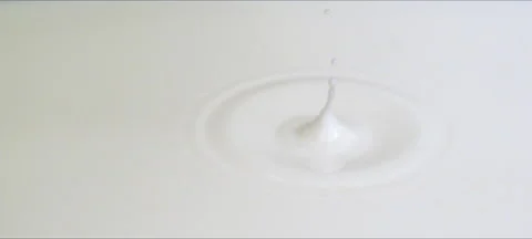 Super slow-motion milk drops falling in milk, beautiful splashes Stock Footage 323439382