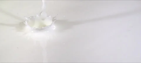 Super slow-motion milk drops falling in milk, beautiful splashes Stock Footage 323439812