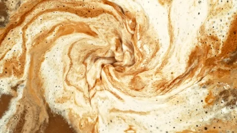 Super Slow Motion of Mixing Coffee with Foam in Detail. Stock Footage 290385937