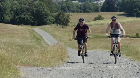 Super Slow Motion Mountain Biking Uphill - High Frame Rate 2 Stock Footage 52030999