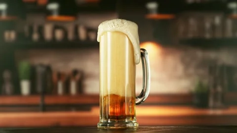 Super Slow Motion of Overflowing Beer. Stock Footage 290404231