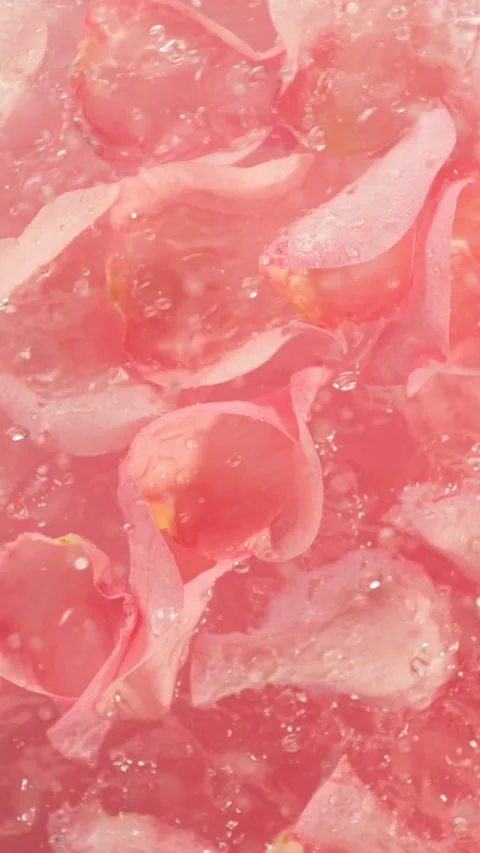 Super Slow Motion of Pink Rose Petals in Water. Stock Footage 309097337