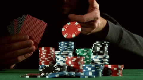 Super slow motion of poker player throwing chip towards camera Stock Footage 130474235