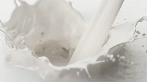 Super slow motion of pouring milk splash. Stock Footage 150735299