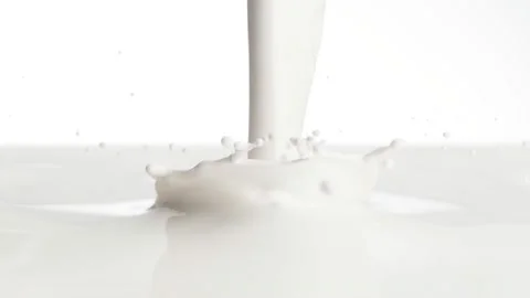 Super slow motion of pouring milk isolated on white background Stock Footage 150737550