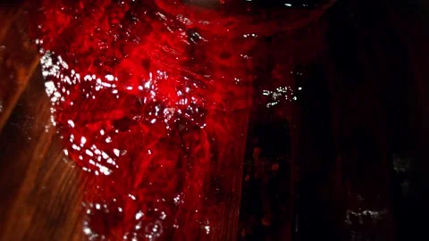 Super slow motion of pouring red wine inside the barrel Stock Footage 168019467