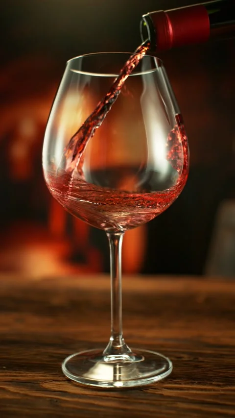 Super slow motion of pouring red wine into goblet. Stock Footage 289189477