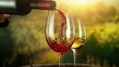 Super Slow Motion of Pouring Red Wine into Glass. Stock Footage 289228576