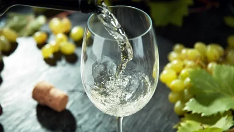 Super Slow Motion of Pouring White Wine Into Glass. Stock Footage 164367347