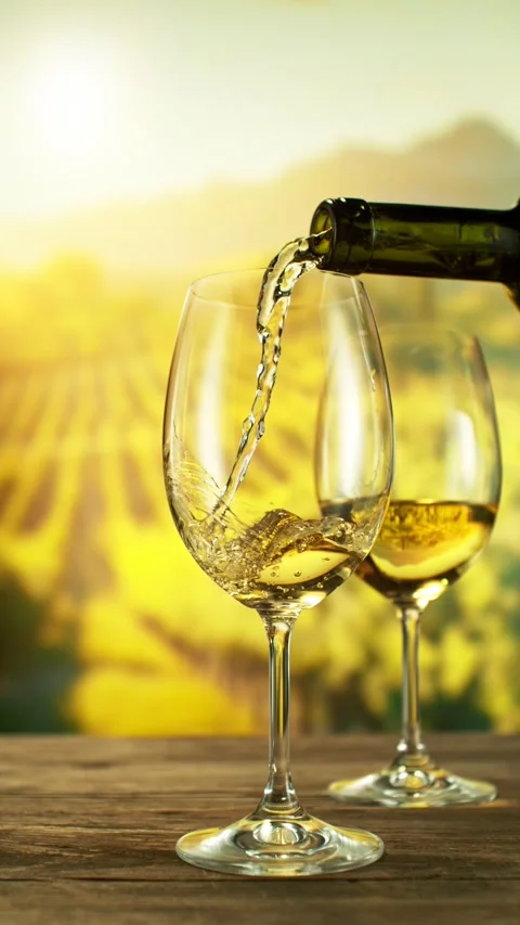 Super Slow Motion of Pouring White Wine into Glass. Stock Footage 289240633