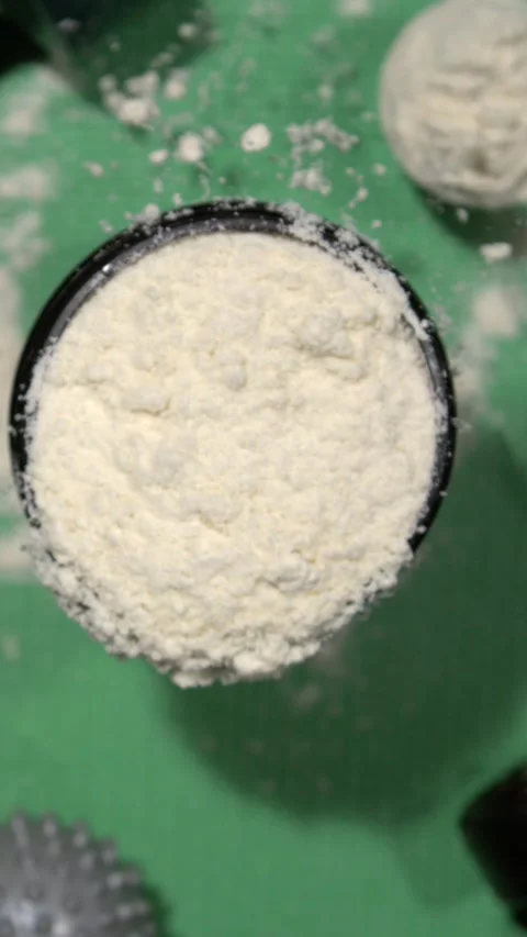Super Slow Motion Professional Studio Photography Capturing Powdered Protein Stock Footage 327096656