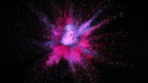 Super slow motion of purple powder explosion isolated on black background. Video stock 100822650