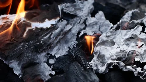 Super slow motion of real burning fire flame, close-up night bonfire, fireplace Stock Footage 231278656