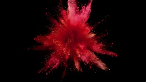 Super slow motion of red powder explosion isolated on black background. Stock Footage 108535436