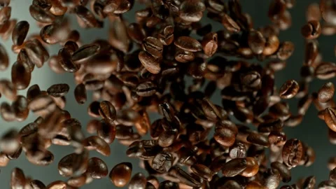 Super slow motion of rotating coffee beans. Stock Footage 237162185