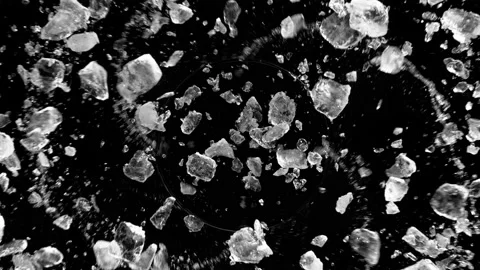 Super slow motion of rotating crushed ice, top view shot Stock Footage 134487237
