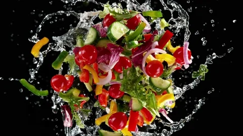 Super slow motion of rotating fresh lettuce flying up in the air Stock Footage 195110312