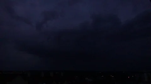Super slow motion shot of an air-to-air lightning strike at night Stock Footage 78701684