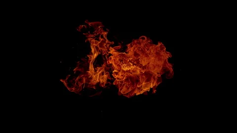 Super Slow Motion Shot of Big Fire Explosion Isolated on Black Background at Stock Footage 336012963