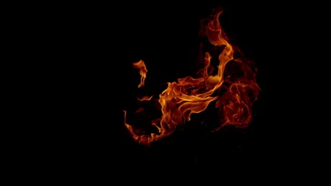 Super Slow Motion Shot of Big Fire Explosion Isolated on Black Background at Stock Footage 340004519