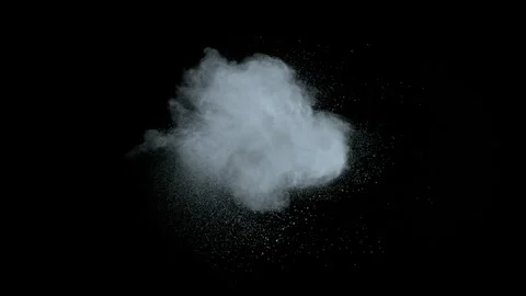 Super Slow Motion Shot of Blowing White Powder Cloud Isolated on Black Video stock 327028175