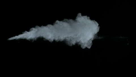 Super Slow Motion Shot of Blowing White Powder Cloud Isolated on Black Video stock 327412088