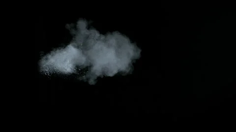 Super Slow Motion Shot of Blowing White Powder Cloud Isolated on Black Video stock 328577825