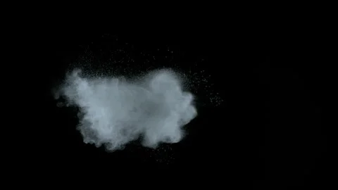 Super Slow Motion Shot of Blowing White Powder Cloud Isolated on Black Stock Footage 334951407