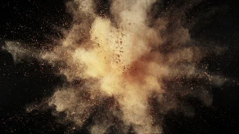 Super Slow Motion Shot of Brown Powder Explosion Isolated on Black Background at Stock Footage