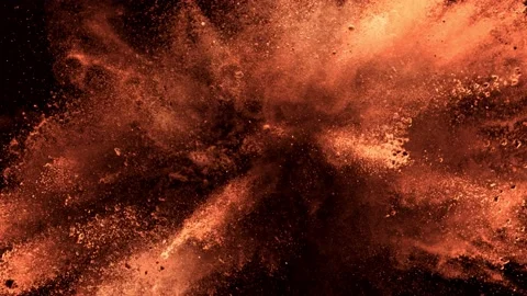 Super Slow Motion Shot of Brown Powder Explosion Isolated on Black Background at Stock Footage 161844394