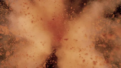 Super Slow Motion Shot of Brown Makeup Powder Explosion Isolated on Black at Stock Footage 318063261