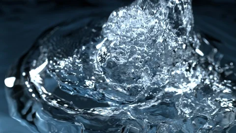 Super Slow Motion Shot of Bubbles on the Water Surface in 1000 fps. Stock Footage