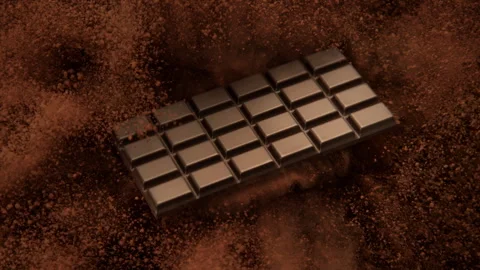 Super Slow Motion Shot of Chocolate Bar and Cocoa Powder Exploded Towards Camera Stock Footage 302117722