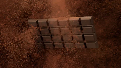 Super Slow Motion Shot of Chocolate Bar and Cocoa Powder Exploded Towards Camera Video stock 304075305