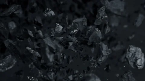 Super Slow Motion Shot of Coal Explosion Isolated On Black Background at 1000 Stock Footage