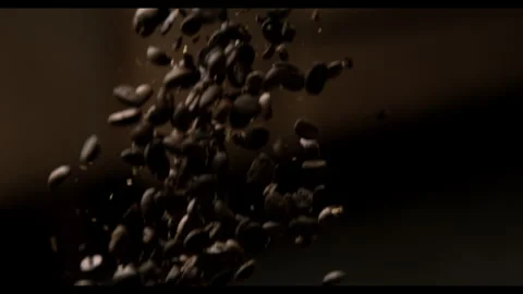 A Super Slow Motion Shot of Coffee Beans Falling Stock Footage 270408552
