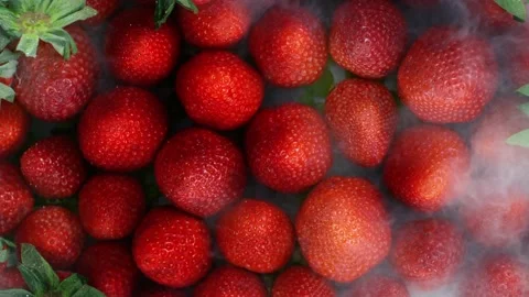 Super Slow Motion Shot of Cold Strawberry Background at 1000fps. Stock Footage 336248629