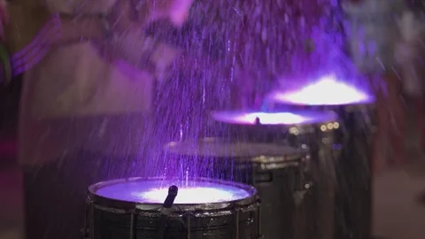 Super Slow Motion Shot of Drum Hit and Splashing Water at 1000 fps. Stock Footage 252535466