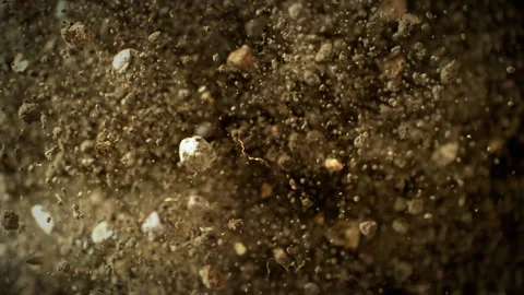 Super Slow Motion Shot of Exploding Soil with Rocks Towards Camera at 1000fps. Stock Footage 319379126
