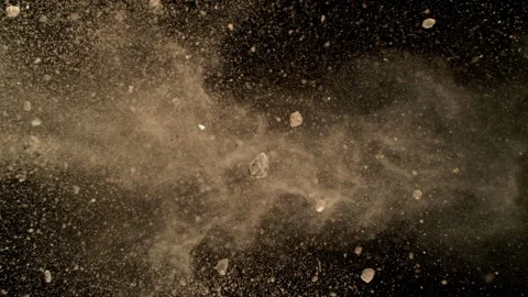 Super Slow Motion Shot of Exploding Soil with Rocks at 1000fps. Stock Footage 319380342