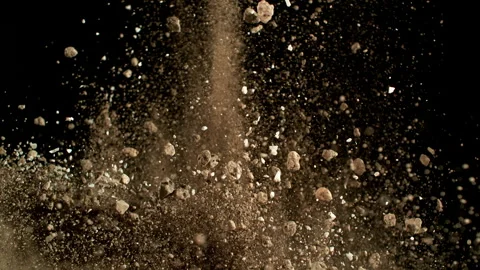 Super Slow Motion Shot of Exploding Soil with Rocks Camera at 1000fps. Stock Footage 320085384