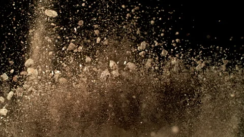Super Slow Motion Shot of Exploding Soil with Rocks Camera at 1000fps. Stock Footage 320202956